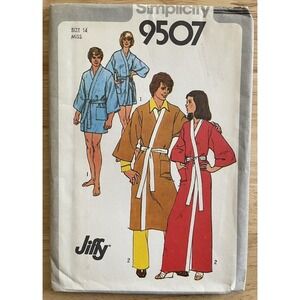 Vintage Simplicity 9507 Sewing Pattern Bath Robe Lounge Size 14 UC FF